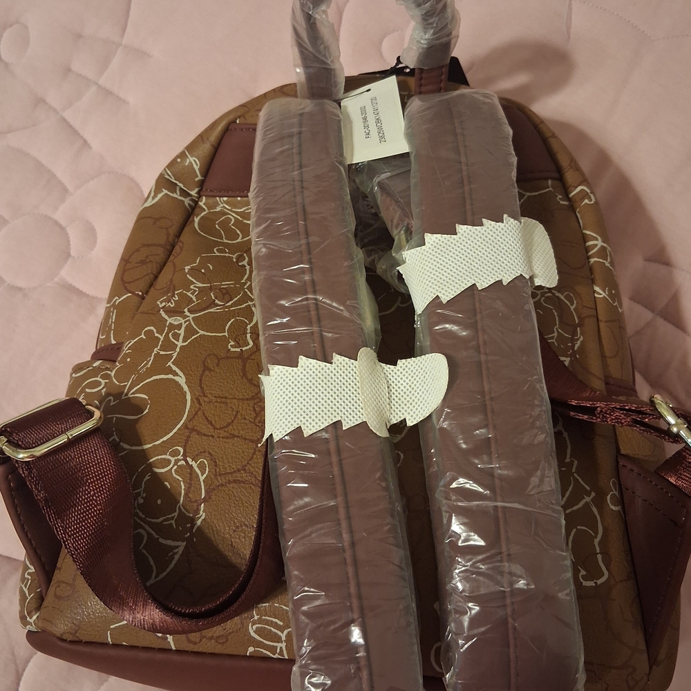 Disney Winnie Pooh Brown and Maroon Backpack - Picture 6 of 7